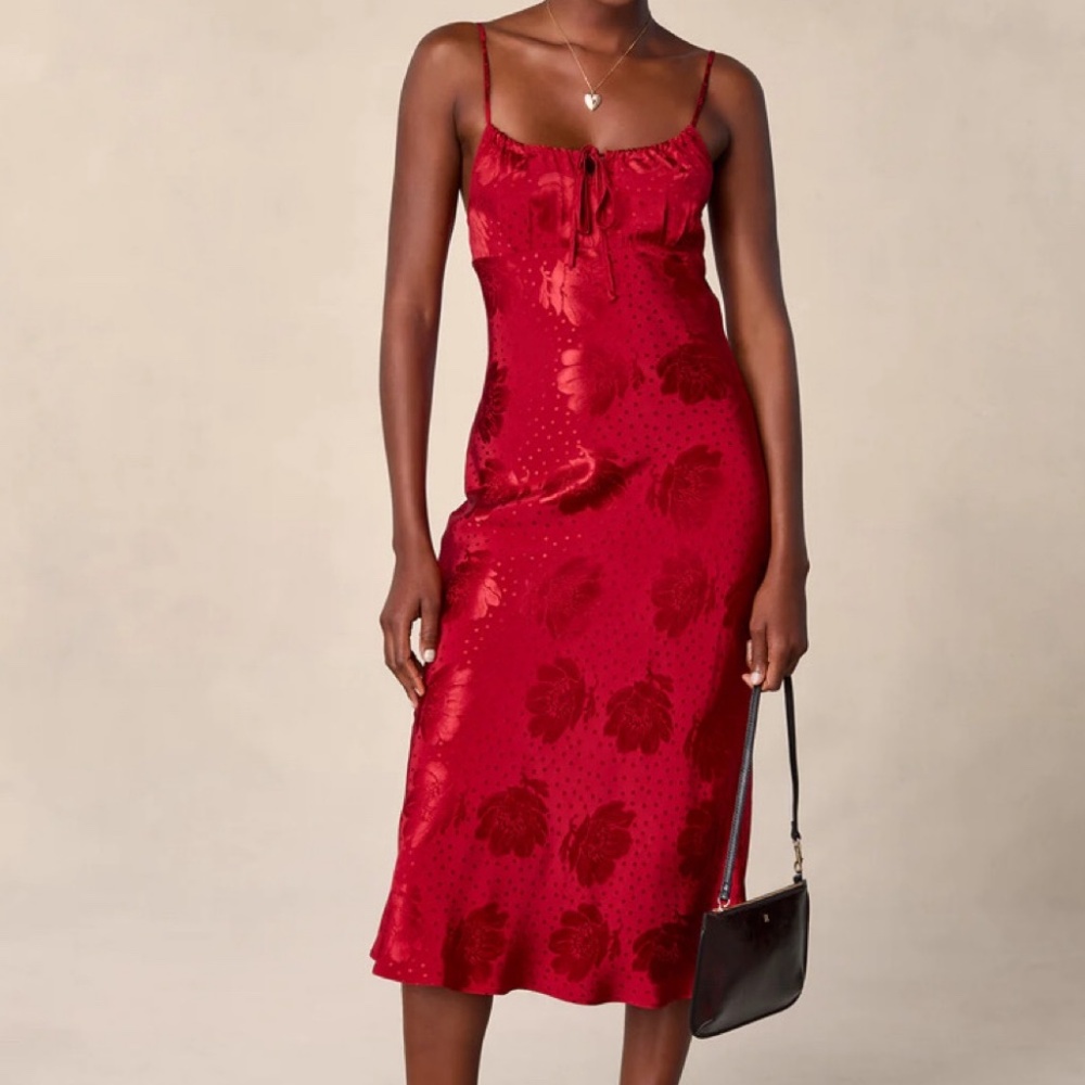 Rouje Paris Daria Dress in Jacquard Fleurs Rouge Size EU 34